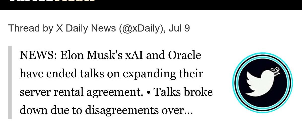 Elon Musk et Oracle - Fin des Discussions